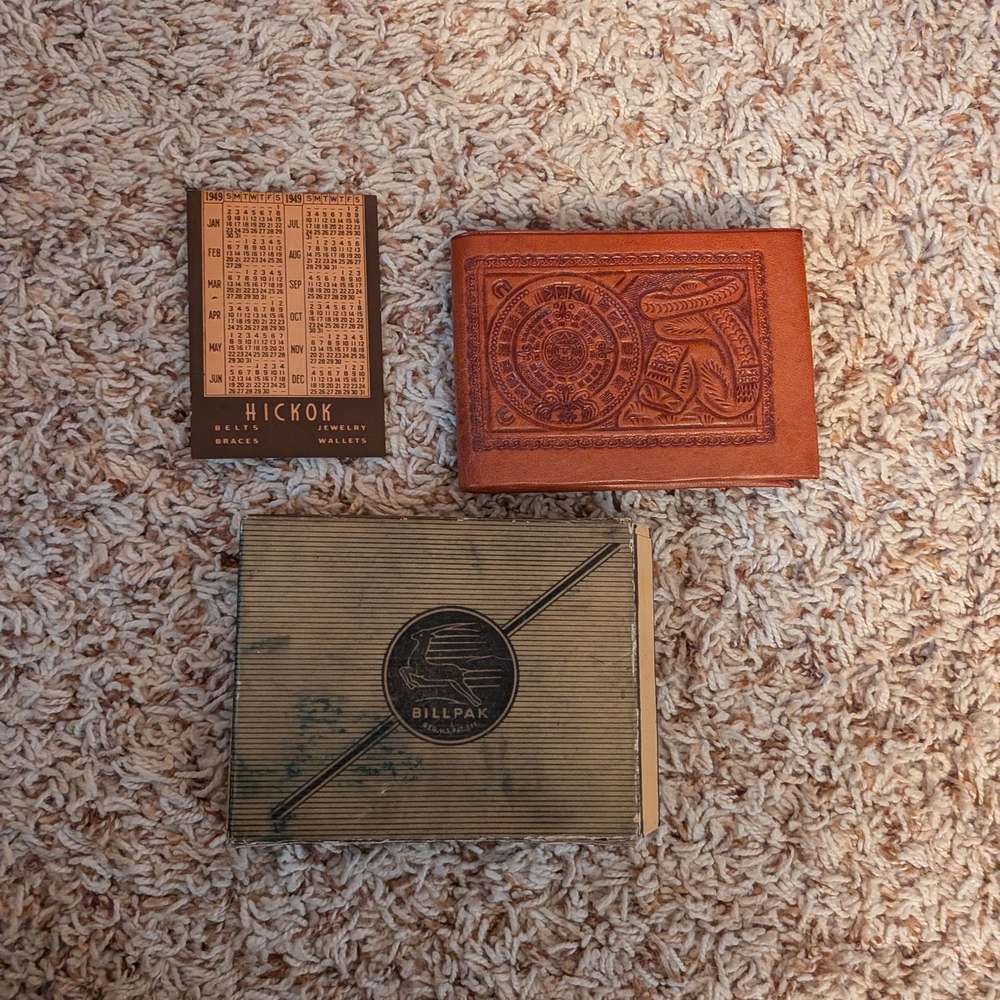 Vintage Leather Wallet and Billpak Set